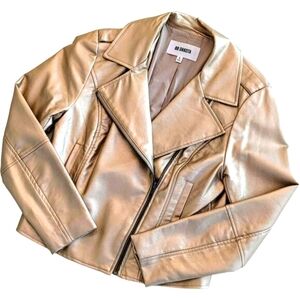 BB Dakota Beige-ish/Pink Faux Leather Cropped Jacket - Size Small